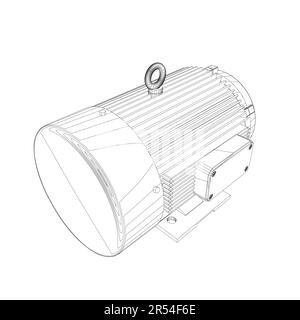 Icône de moteur électrique sur fond blanc. Décrire la puissance électrique du moteur. Moteur électrique du générateur de contour. Icône de toile de couleur vectorielle. Illustration créative Illustration de Vecteur