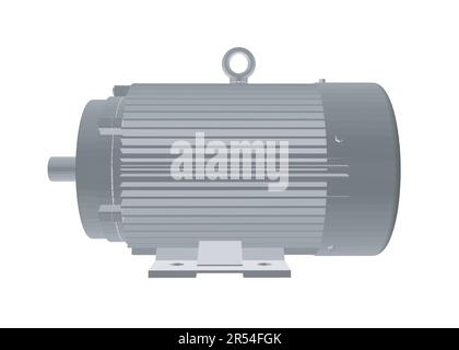 Rotor du moteur électrique. Moteur électrique polygonal sur fond blanc. 3D. Illustration vectorielle. Moteur électrique industriel. Éléments gris sur répétition Illustration de Vecteur