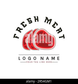 Boucherie logo Design boeuf viande rouge logotype Bull Eat Illustration de Vecteur