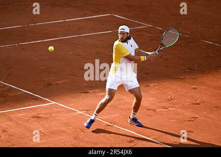 Paris, France. 31st mai 2023. Lucas Pouille lors de l'Open de France, tournoi de tennis Grand Chelem sur 31 mai 2023 au stade Roland Garros à Paris, France. Crédit : Victor Joly/Alamy Live News Banque D'Images