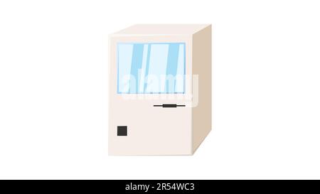 Ancien ordinateur d'isométrie rétro, pc avec moniteur et clavier de 70s, 80s, 90s. Magnifique icône blanche. Illustration vectorielle. Illustration de Vecteur