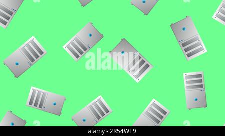 Schéma sans fin de beau numérique virtuel moderne nouveau SYSTÈME INFORMATIQUE blocs d'ordinateurs sur un fond vert. Illustration vectorielle. Illustration de Vecteur