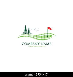 Logo de golf Vector simple et propre pour vous. Icône drapeau de golf Illustration de Vecteur