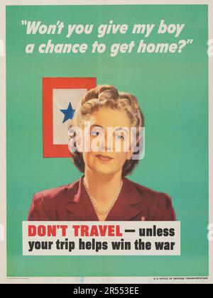 Propagande américaine de la Seconde Guerre mondiale (États-Unis Bureau d'impression du gouvernement, 1944). Affiche du Bureau du transport de la défense Banque D'Images