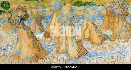 Vincent van Gogh, les bergerbes de blé, la peinture de paysage 1890 Banque D'Images