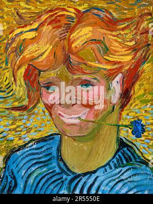 Vincent van Gogh, Jeune homme au bleuet, portrait 1890 Banque D'Images