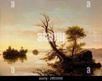 Thomas Cole, American Lake Scene, peinture de paysage 1844 Banque D'Images