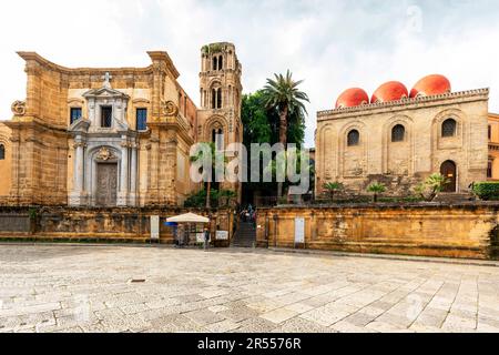 Églises de Santa Maria dell'Ammiraglio et San Cataldo (Chiesa di San Cataldo), Palerme, Sicile, Italie,. Banque D'Images