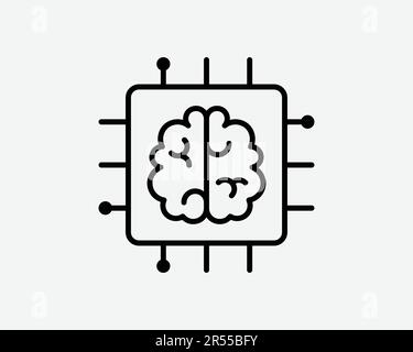 Intelligence artificielle icône cerveau ordinateur circuit puce processeur technologie processeur symbole Noir Illustration graphique Illustration Clipart EPS Vector Illustration de Vecteur