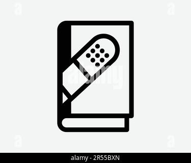 Icône réparation de livre. Dégâts dommages dommages dommages dommages dommages dommages bande restaurer éducation brisée étude École signe symbole Noir Illustration graphique Illustration Clipart EPS Vector Illustration de Vecteur