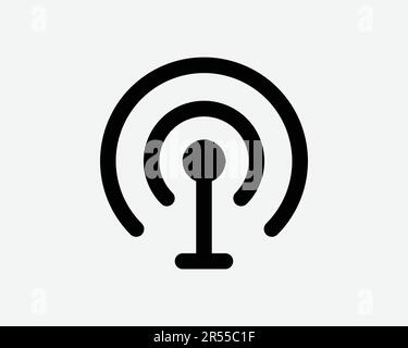 Icône réseau de diffusion. Radio communication sans fil connexion d'onde de signal sur l'air symbole Noir Illustration graphique Illustration Clipart EPS Vector Illustration de Vecteur