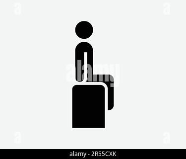 Icône homme assis. Personne assis chaise d'établi attendre Siège patience Garçon mâle signe humain symbole Noir Illustration graphique Illustration Clipart EPS Vector Illustration de Vecteur