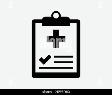 Icône du formulaire d'évaluation médicale. Document du patient de l'hôpital Résultats du test symbole Illustration graphique noire Illustration Clipart EPS Vector Illustration de Vecteur