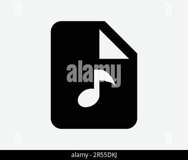 Icône de fichier musical. Musical Audio document Folder son mp3 Type de média format symbole de signe Internet Noir Illustration graphique Illustration Clipart EPS Vector Illustration de Vecteur