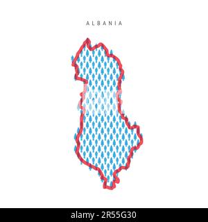 Carte de la population de l'Albanie. Figurines carte des Albanais avec frontière rouge translucide. Modèle d'icônes hommes et femmes. Vecteur isolé il Illustration de Vecteur