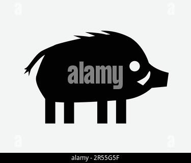 Icône Wild Boar. Animal Pig faune Bête Mammal Swine Hog forme Contour dessin animé symbole Noir Illustration graphique Illustration Clipart EPS Vector Illustration de Vecteur