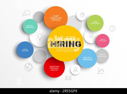 Nous embauchons un modèle de circulaire minimaliste – à la recherche de nouveaux membres de notre équipe qui embauchent un nouveau membre de l'équipe de l'entreprise – simpl Illustration de Vecteur