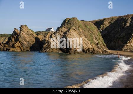 Clohars-Carnoet (Bretagne, nord-ouest de la France) : la plage du Pouldu Banque D'Images