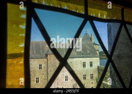 Sarzeau (Bretagne, Nord-Ouest de la France) : le Château de Suscinio, un château enregistré comme site historique national (monument historique français), Banque D'Images