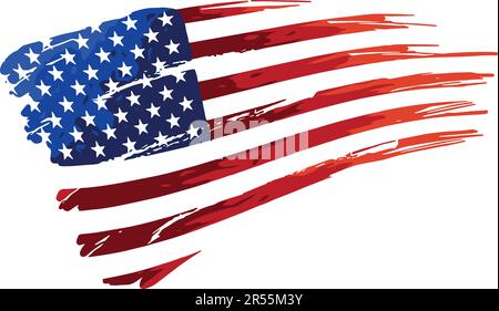 Illustration du squelette de tyrannosaurus T rex avec drapeau américain Illustration de Vecteur