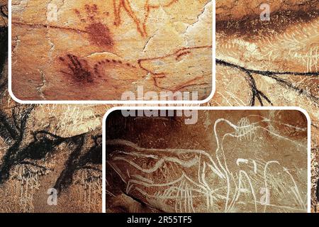 L'art mural paléolithique de la célèbre Grotte Chauvet en France est l'un des plus importants sites préhistoriques européens. Banque D'Images