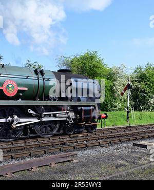 SR Merchant Navy Class No 35006 Peninsular & Oriental S.O., Co. Au Festival de vapeur 2023 du chemin de fer à vapeur Cotswold de Gloucestershire Warwickshire. Banque D'Images