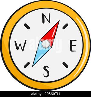 Boussole dorée. Dessin animé. Illustration vectorielle Illustration de Vecteur