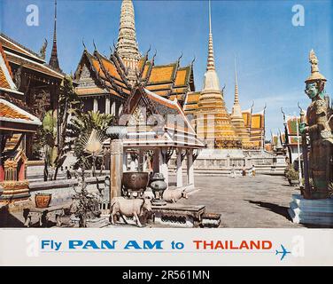 Poster de voyage, Pan American - Fly Pan Am en Thaïlande, 1960s Banque D'Images