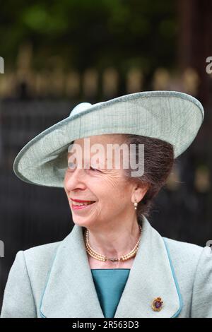 HRH Princess Royal, Princesse Anne photographiée lors d'une visite à Winchester, Royaume-Uni Banque D'Images