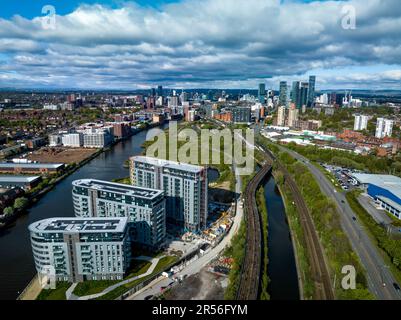 Photographie aérienne du canal du navire de Manchester Banque D'Images