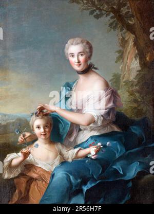 Madame Crozat de Thiers et sa fille de Jean-Marc Nattier (1685-1766), huile sur toile, 1733 Banque D'Images