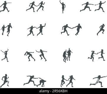 Silhouette des coureurs de relais, SVG des coureurs de relais, silhouette de relais, silhouettes des coureurs de relais Illustration de Vecteur