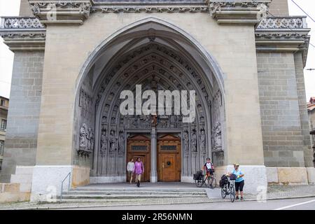 Suisse. Canton de Fribourg. Fribourg. St. Cathédrale Nicolas Banque D'Images