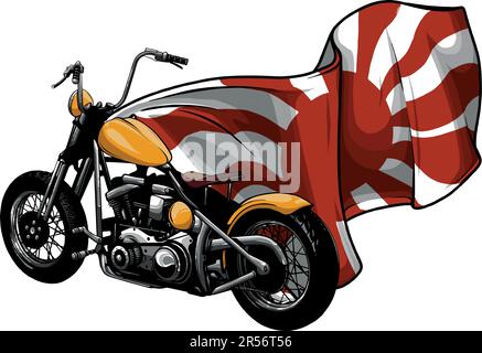 Motards japonais sur des motos avec drapeau du soleil levant Illustration de Vecteur