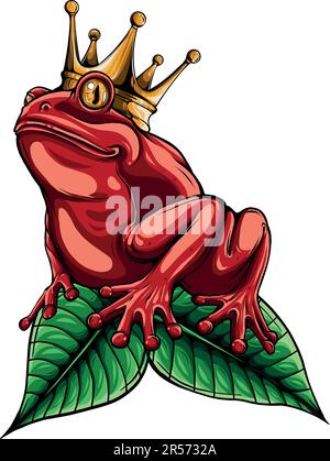 Grenouille décorative isolée avec couronne sur la feuille. Illustration vectorielle Illustration de Vecteur