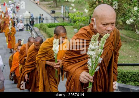 Magelang, Indonésie. 1st juin 2023. Les moines bouddhistes accueillent la prochaine journée Vesak au temple Borobudur à Magelang, dans le centre de Java, en Indonésie, sur 1 juin 2023. Credit: Agung Supriyanto/Xinhua/Alamy Live News Banque D'Images