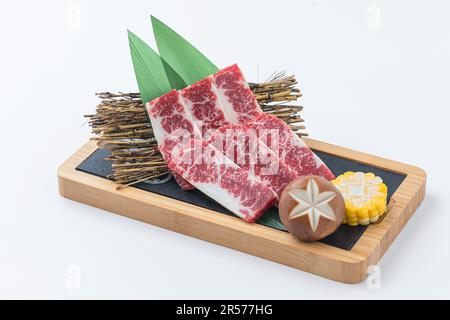 Tranches de rabats de viande pour barbecue japonais ou barbecue coréen。 Banque D'Images