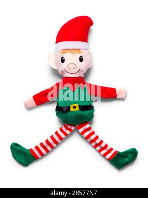 Peluche Elf de Noël découpée sur blanc. Banque D'Images