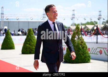 Bulboaca, Moldavie. 01st juin 2023. Bulboaca, Moldavie. 01 juin 2023. Le Premier ministre néerlandais Mark Rutte arrive au sommet de la Communauté politique européenne au château de Mimi, à 1 juin 2023, à Bulboaca, en Moldavie. Crédit: Pool photo/Bureau de presse présidentiel ukrainien/Alamy Live News Banque D'Images