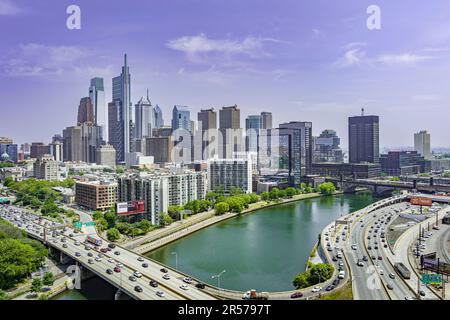 Vue aérienne de Philadelphie Pennsylvania USA Skyline Banque D'Images