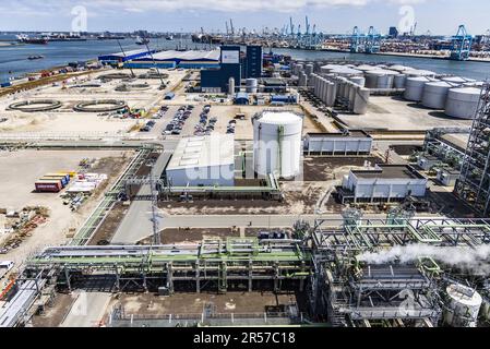 ROTTERDAM - vue d'ensemble de la raffinerie de Neste sur le Maasvlakte. Le biodiesel et bientôt le carburant durable pour avions sont produits ici. ANP JEFFREY GROENEWEG pays-bas hors - belgique hors Banque D'Images