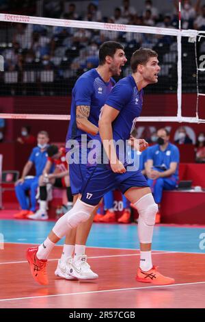 7 AOÛT 2021 - Tokyo, Japon: Trevor CLEVENOT #17 de Team France dans le match de la médaille d'or des hommes de volley-ball entre la France et le Comité olympique russe aux Jeux Olympiques de Tokyo 2020 (photo: Mickael Chavet/RX) Banque D'Images