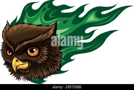 illustration de la tête de hibou avec des flammes Illustration de Vecteur