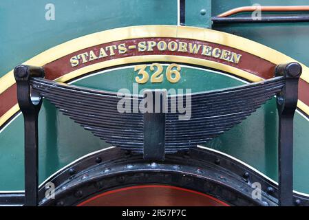 Utrecht, pays-Bas. Mai 2023. Détails des anciennes locomotives à vapeur. Photo de haute qualité Banque D'Images