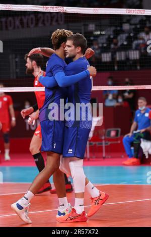 7 AOÛT 2021 - Tokyo, Japon: Trevor CLEVENOT #17 de Team France dans le match de la médaille d'or des hommes de volley-ball entre la France et le Comité olympique russe aux Jeux Olympiques de Tokyo 2020 (photo: Mickael Chavet/RX) Banque D'Images