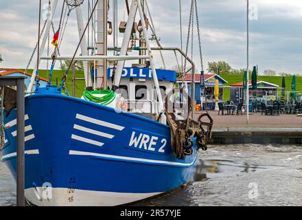 Coupe-crevettes dans le port de cutter de Wremen, municipalité de Wurster côte de la mer du Nord, district de Cuxhaven, Basse-Saxe Parc national de la mer des Wadden Banque D'Images