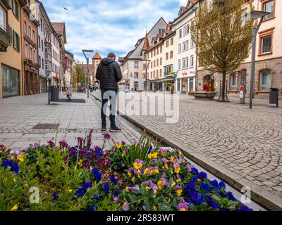 Villingen-Schwenningen, Allemagne - 30 avril 2023 : Villingen-Schwenningen est une ville médiévale située dans le sud-ouest du Bade-Wurtemberg. Banque D'Images