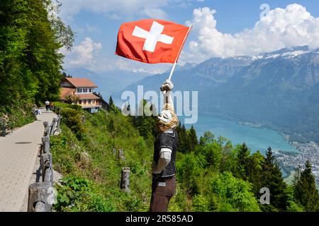 Sculpture Flag-Waller Viewpoint Harder Kulm, Interlaken, Suisse Banque D'Images