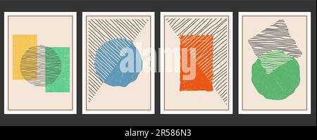 Jeu d'arrière-plans pour le design intérieur, l'affiche et les imprimés. Style minimaliste de formes géométriques déformées. Composition abstraite en Flat sty Illustration de Vecteur
