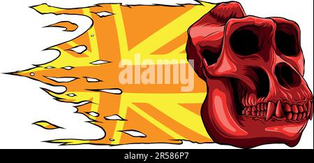 illustration vectorielle du crâne de singe avec drapeau du royaume-uni Illustration de Vecteur